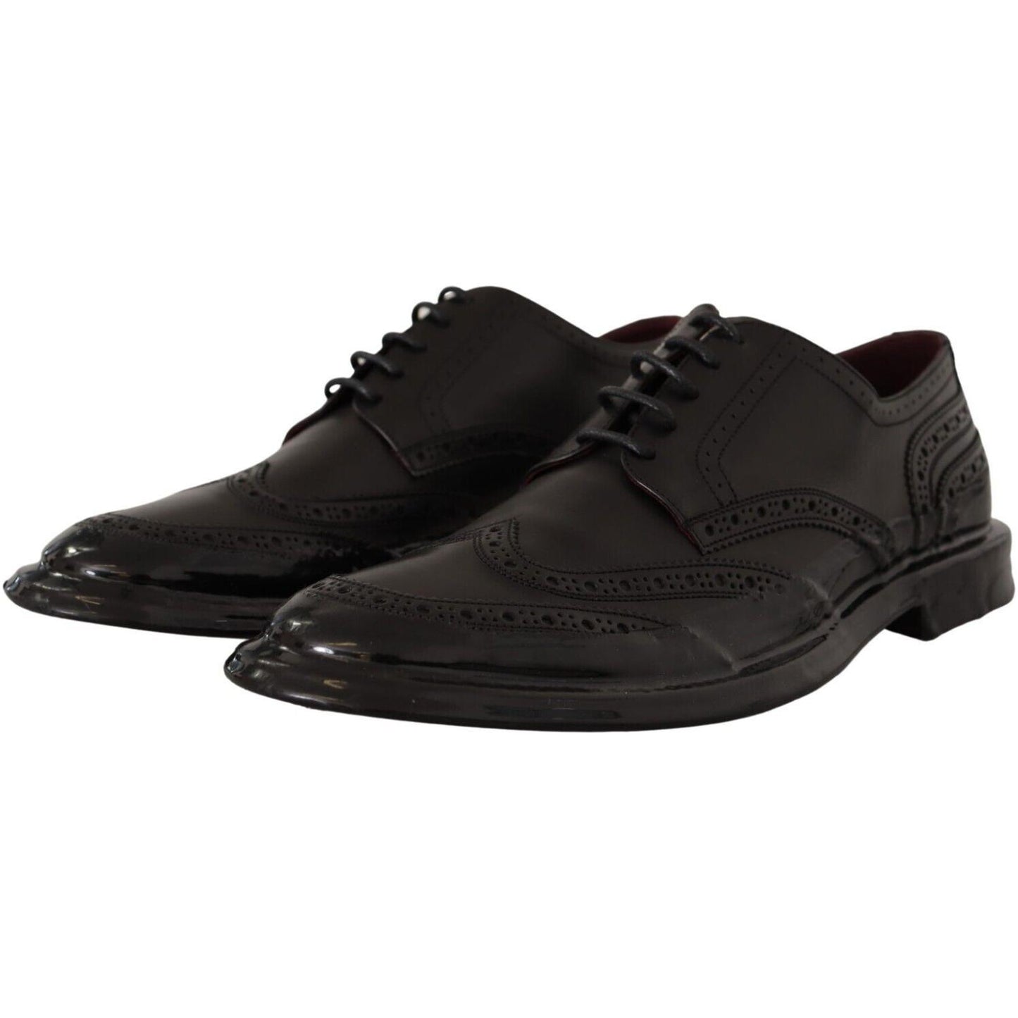 Dolce & Gabbana Elegant Calfskin Derby Oxford Wingtips Dolce & Gabbana Black