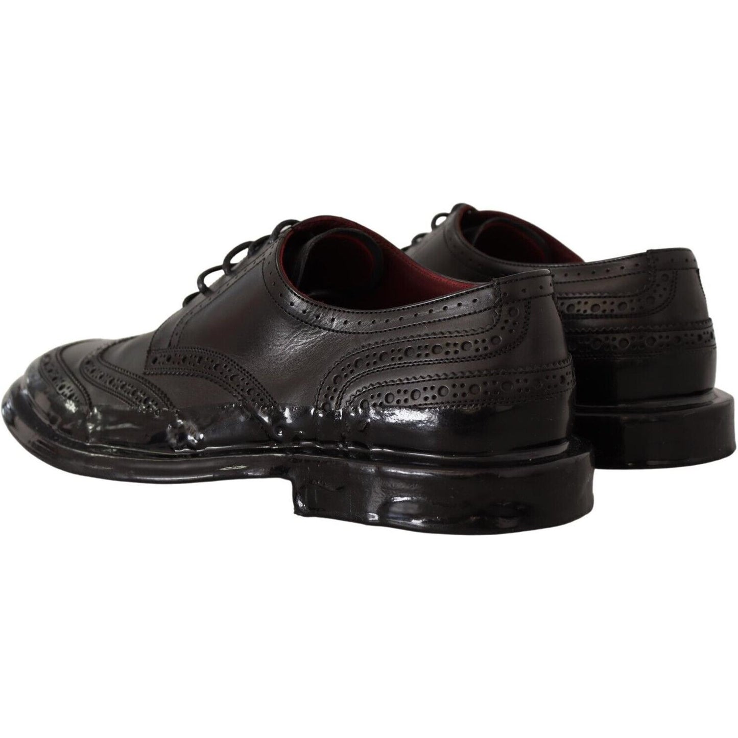 Dolce & Gabbana Elegant Calfskin Derby Oxford Wingtips Dolce & Gabbana Black