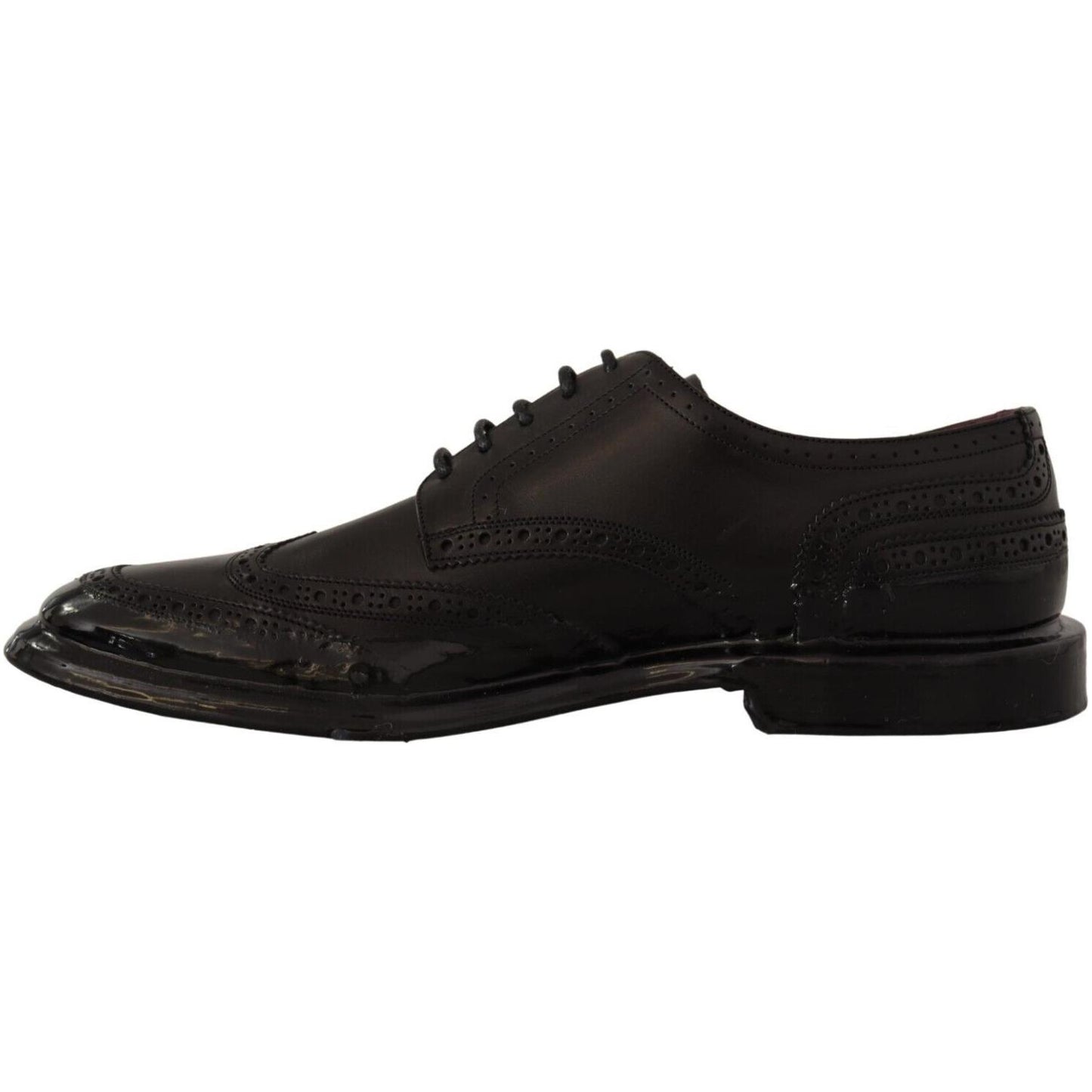 Dolce & Gabbana Elegant Calfskin Derby Oxford Wingtips Dolce & Gabbana Black