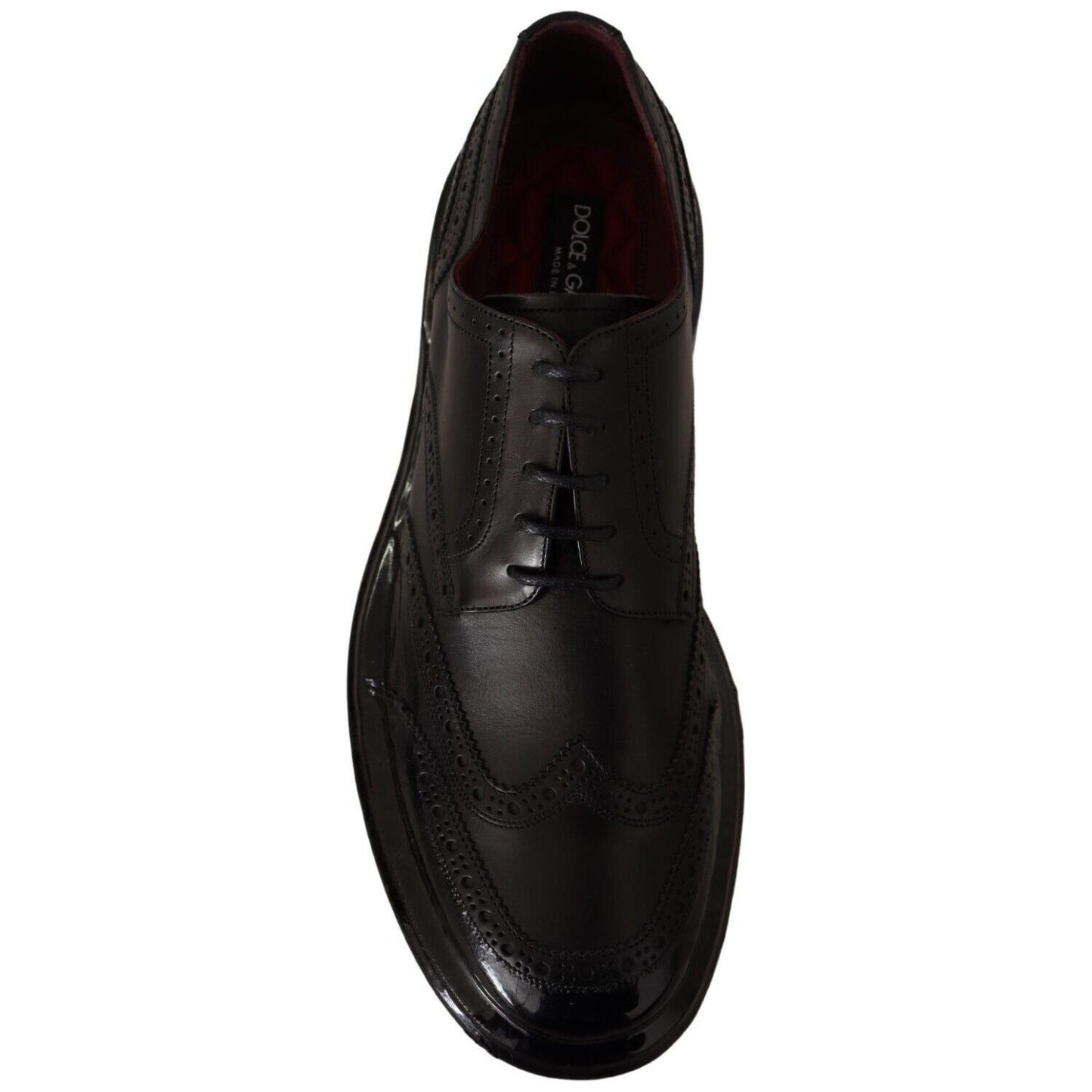 Dolce & Gabbana Elegant Calfskin Derby Oxford Wingtips Dolce & Gabbana Black