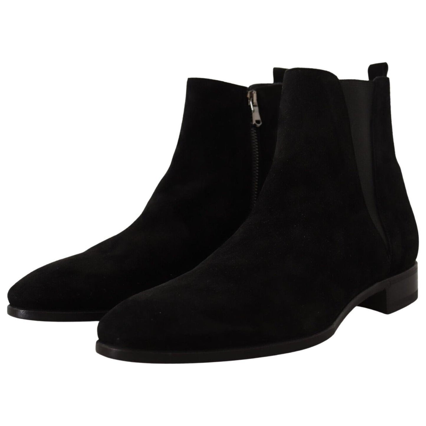 Dolce & Gabbana Elegant Suede Leather Chelsea Boots Dolce & Gabbana Black