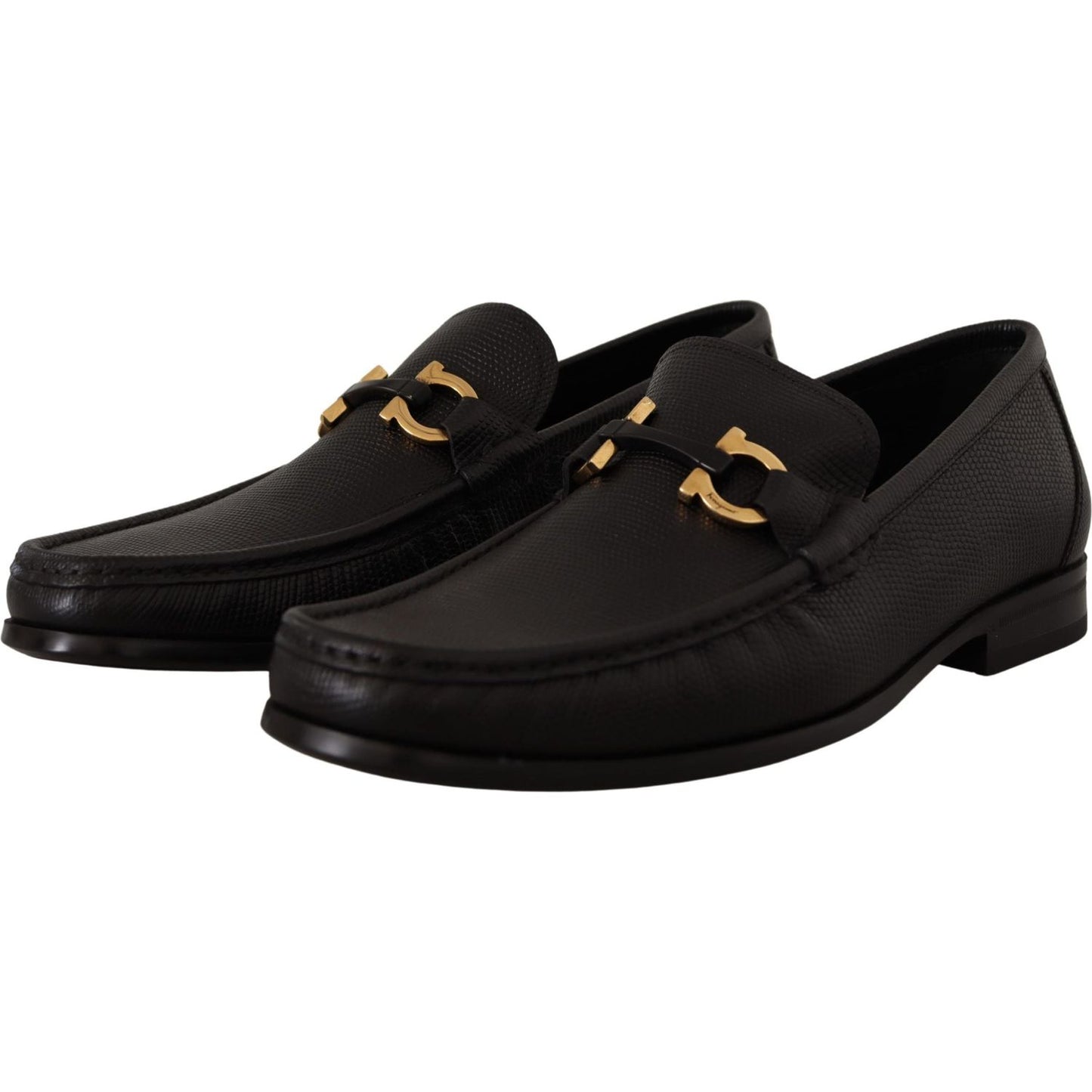 Salvatore Ferragamo Elegant Black Calf Leather Loafers Dress Shoes Salvatore Ferragamo Black