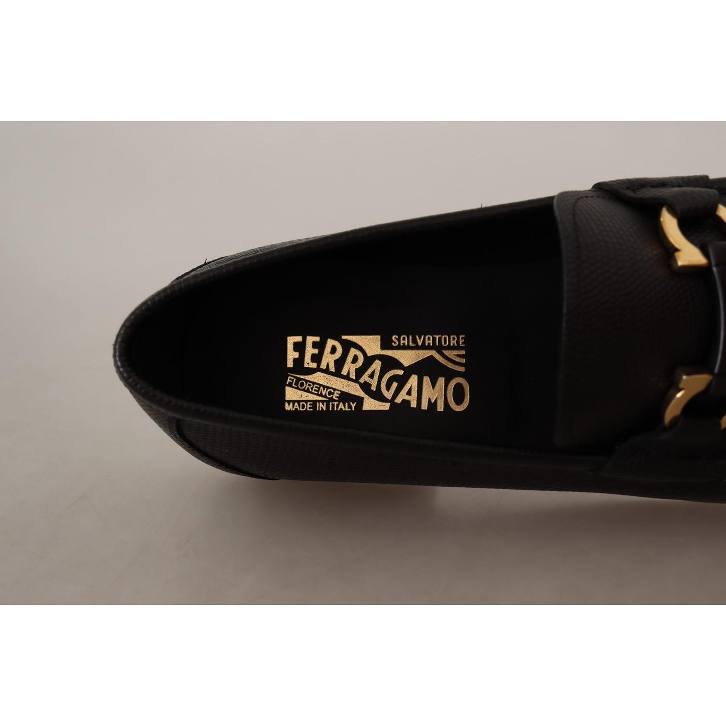Salvatore Ferragamo Elegant Black Calf Leather Loafers Dress Shoes Salvatore Ferragamo Gray