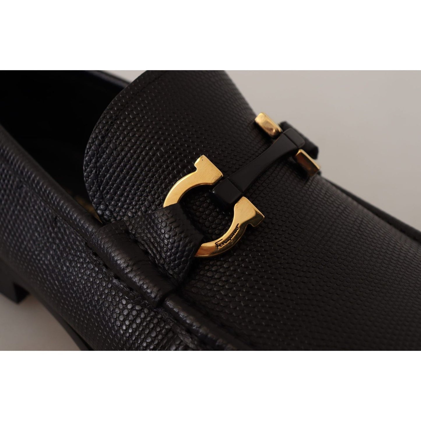 Salvatore Ferragamo Elegant Black Calf Leather Loafers Dress Shoes Salvatore Ferragamo Black