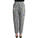 Dolce & Gabbana Floral High Waisted Tapered Denim Jeans Dolce & Gabbana Dim Gray
