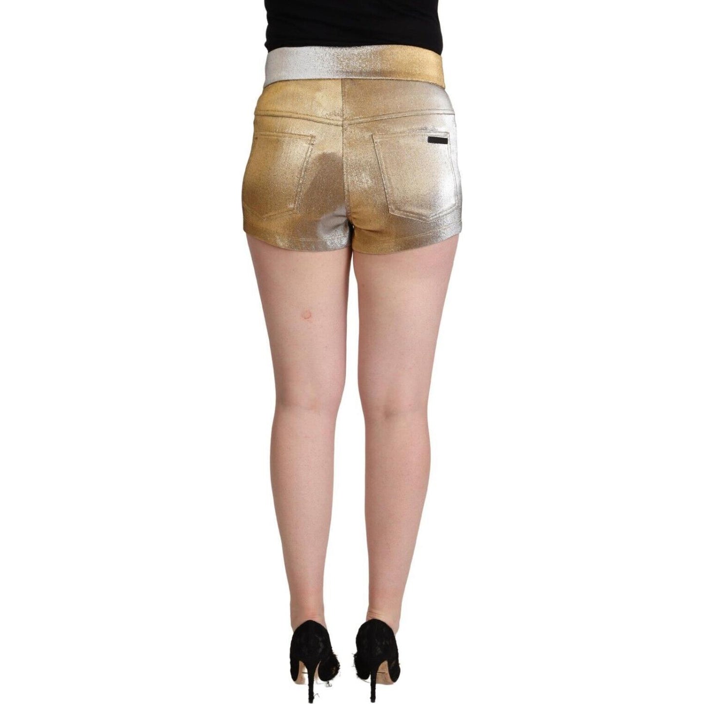 Dolce & Gabbana Elegant Metallic Gold Hot Pants Dolce & Gabbana Rosy Brown