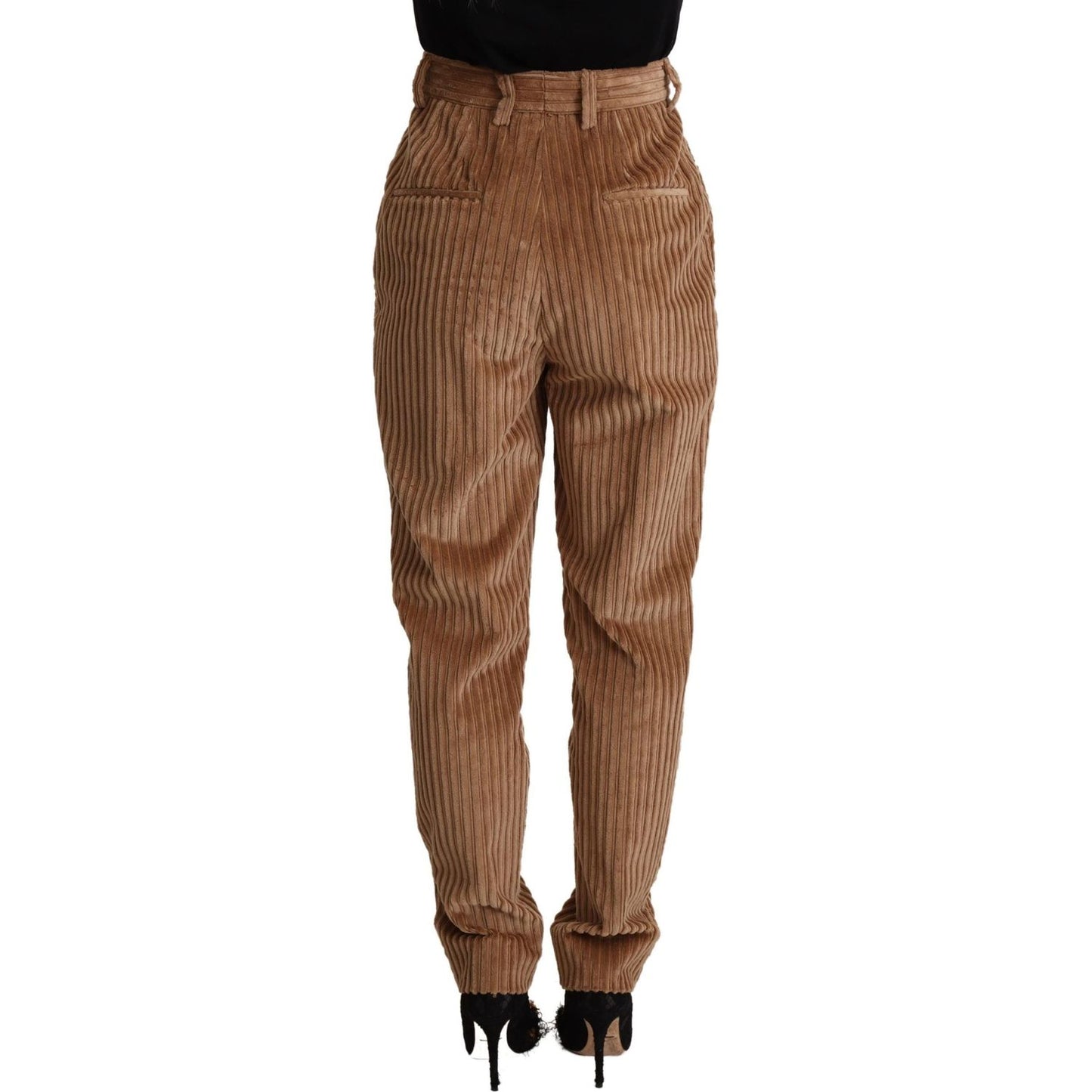 Dolce & Gabbana Elegant High-Waisted Tapered Corduroy Pants Dolce & Gabbana Sienna