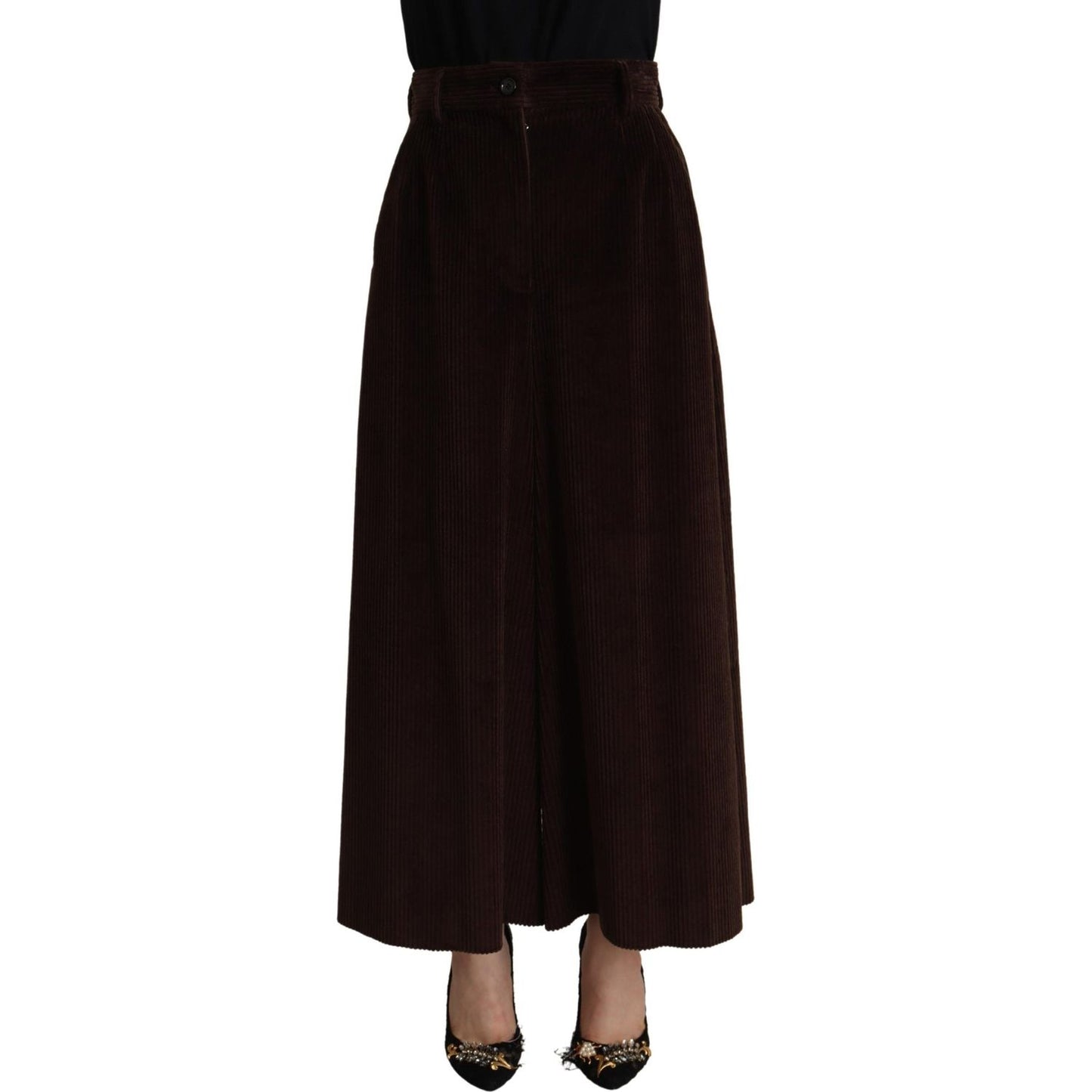 Dolce & Gabbana Chic Bordeaux High-Waisted Corduroy Pants Dolce & Gabbana Black