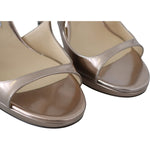 Jimmy Choo Ballet Pink Liquid Mirror Leather Sandals Jimmy Choo Rosy Brown