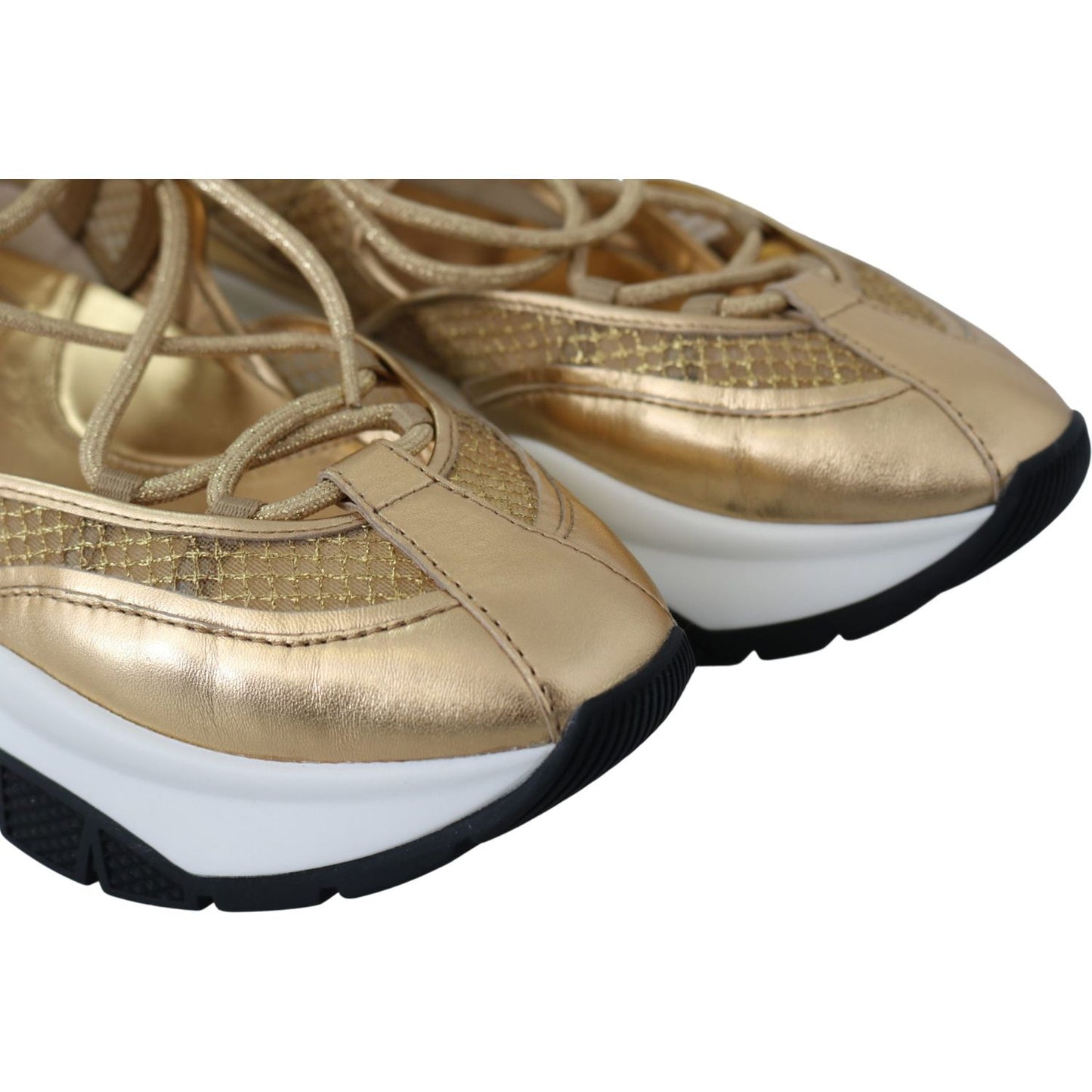 Jimmy Choo Golden Glamour Mesh Leather Sneakers Jimmy Choo Dim Gray
