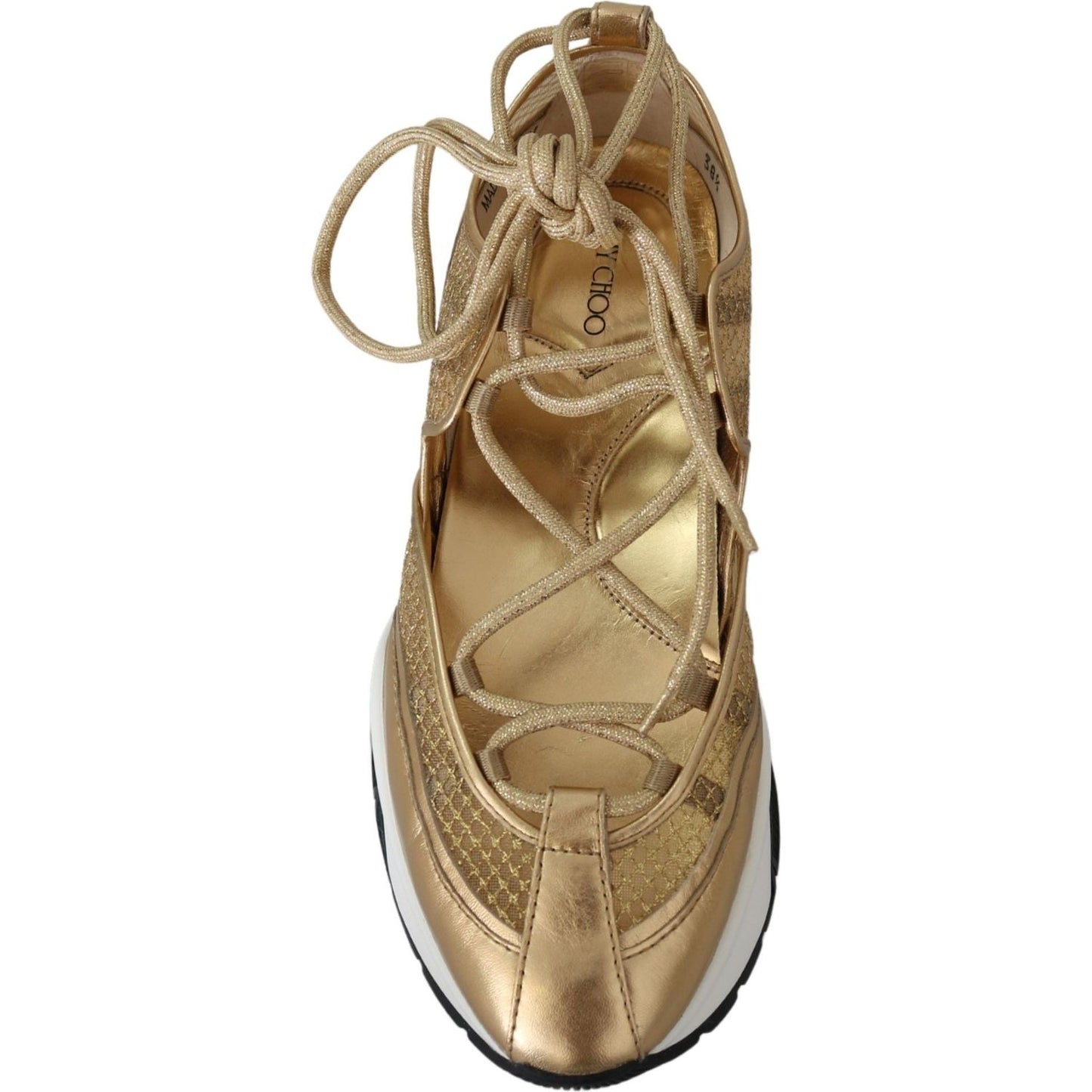 Jimmy Choo Golden Glamour Mesh Leather Sneakers Jimmy Choo Dim Gray