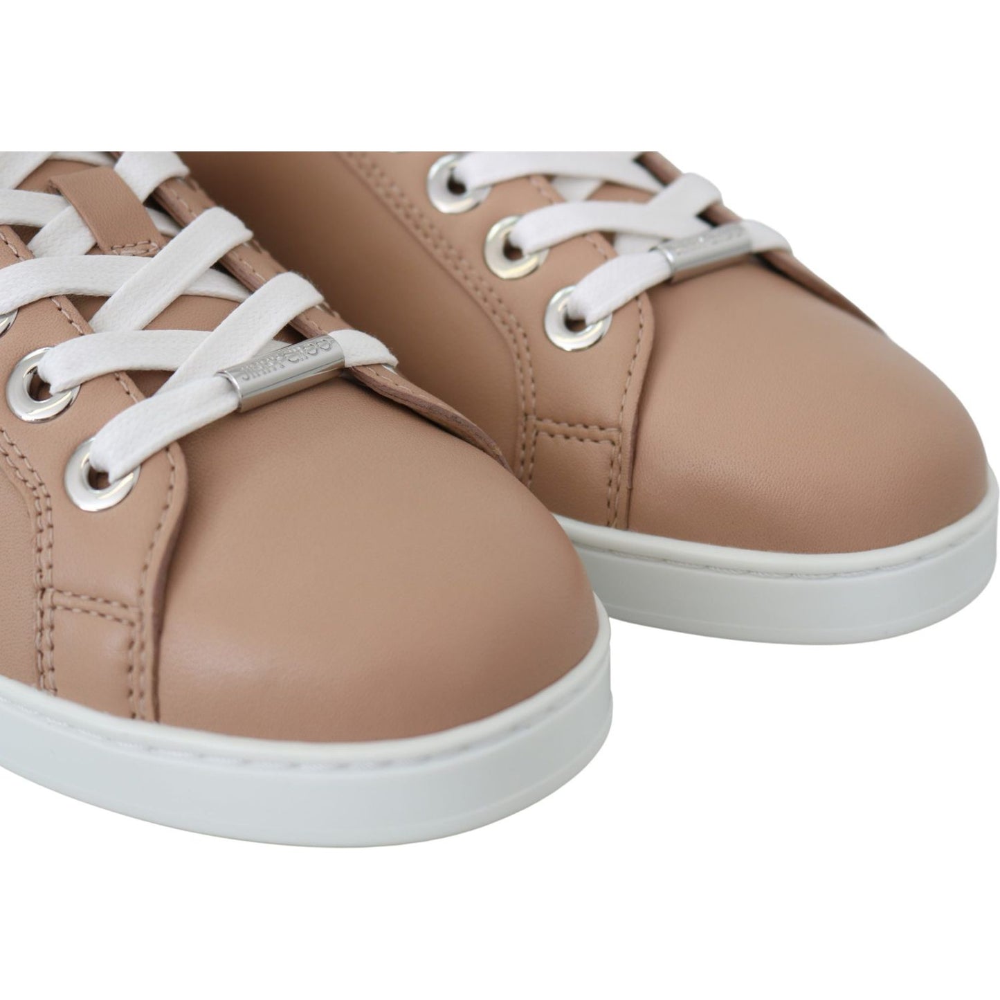Jimmy Choo Powder Pink Nappa Leather Sneakers Jimmy Choo Rosy Brown