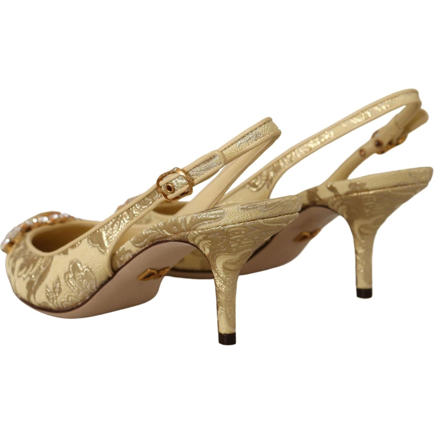 Dolce & Gabbana Gleaming Gold Crystal Slingback Heels