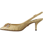 Dolce & Gabbana Gleaming Gold Crystal Slingback Heels