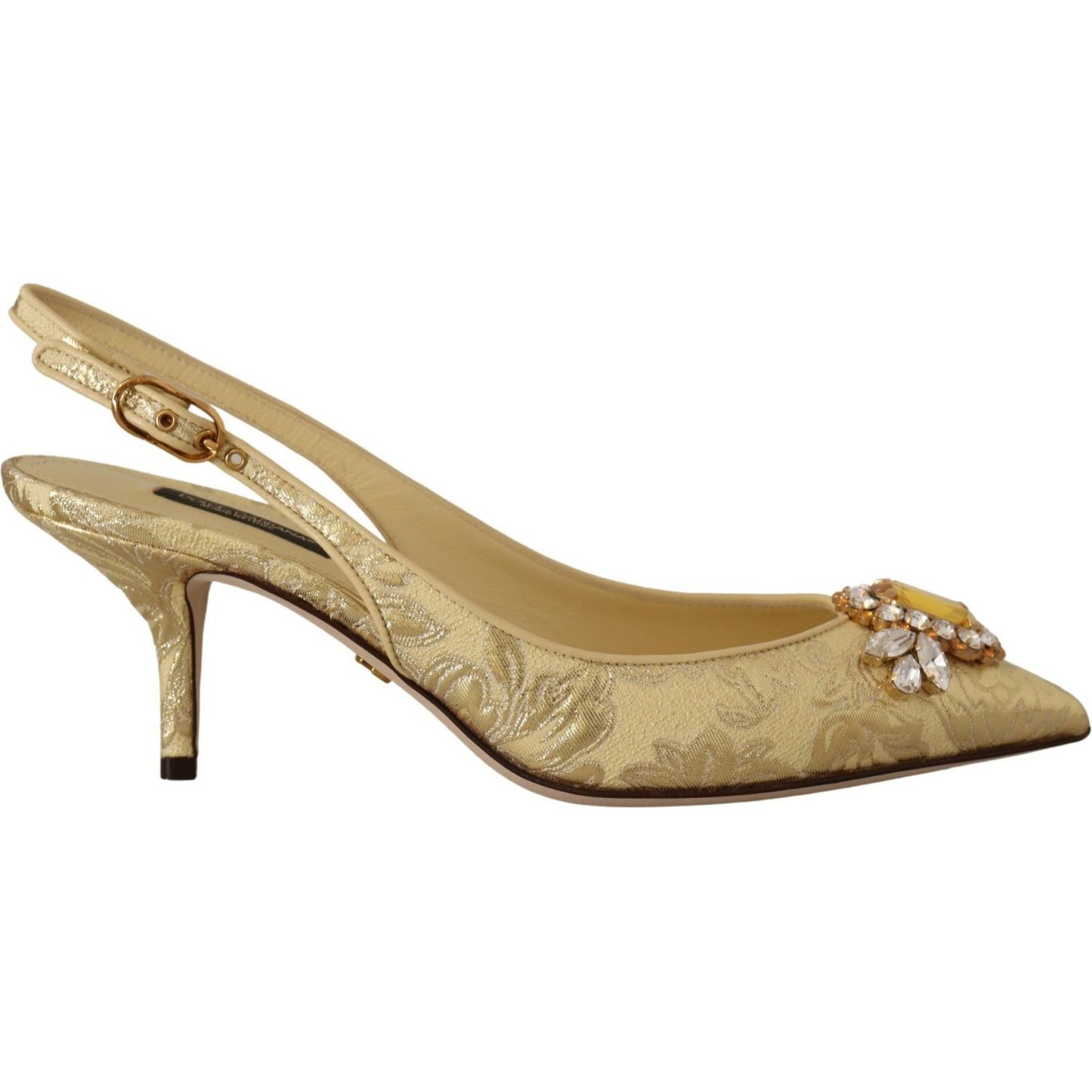 Dolce & Gabbana Gleaming Gold Crystal Slingback Heels