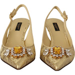Dolce & Gabbana Gleaming Gold Crystal Slingback Heels
