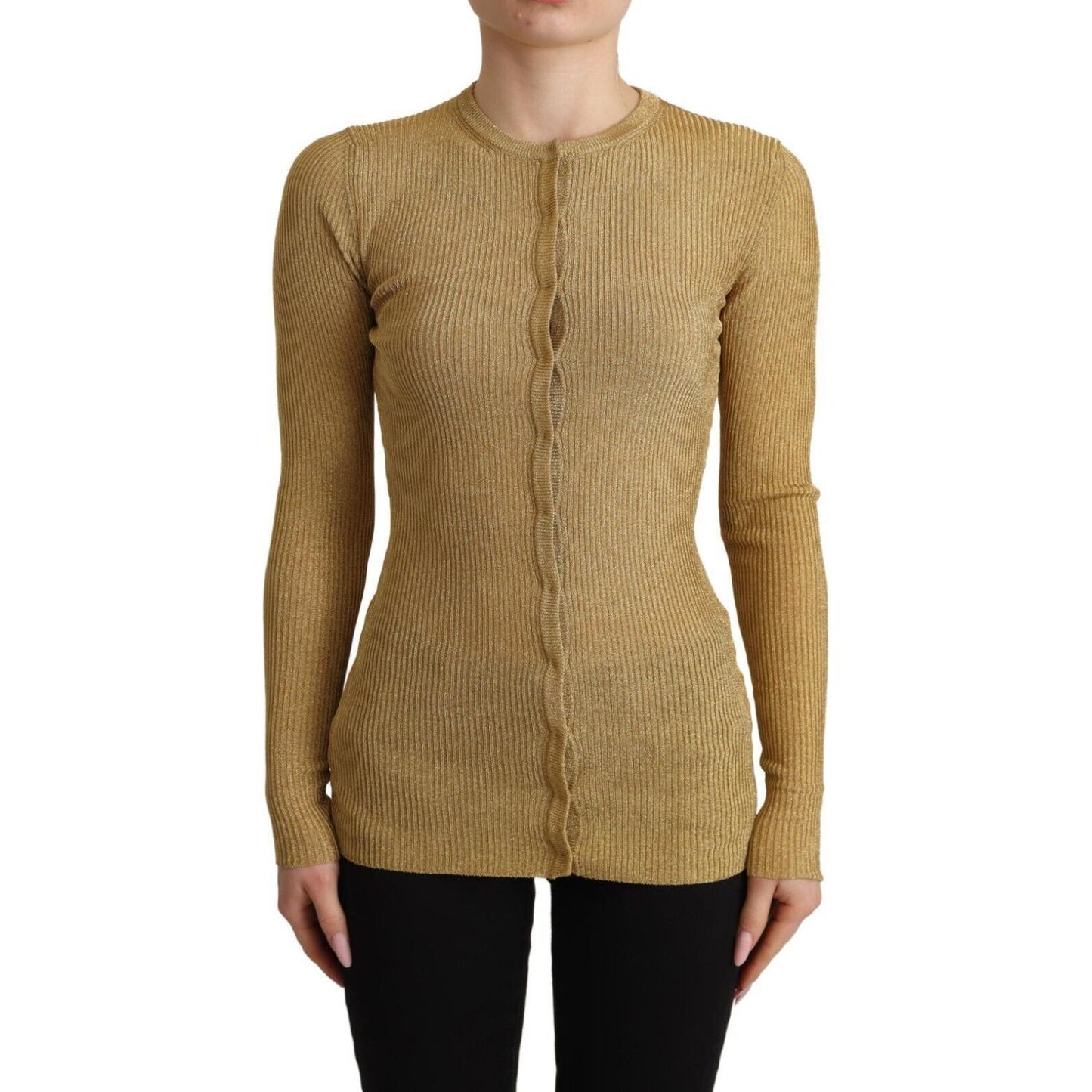 Dolce & Gabbana Glamorous Gold Snap-Button Cardigan Dolce & Gabbana Sienna