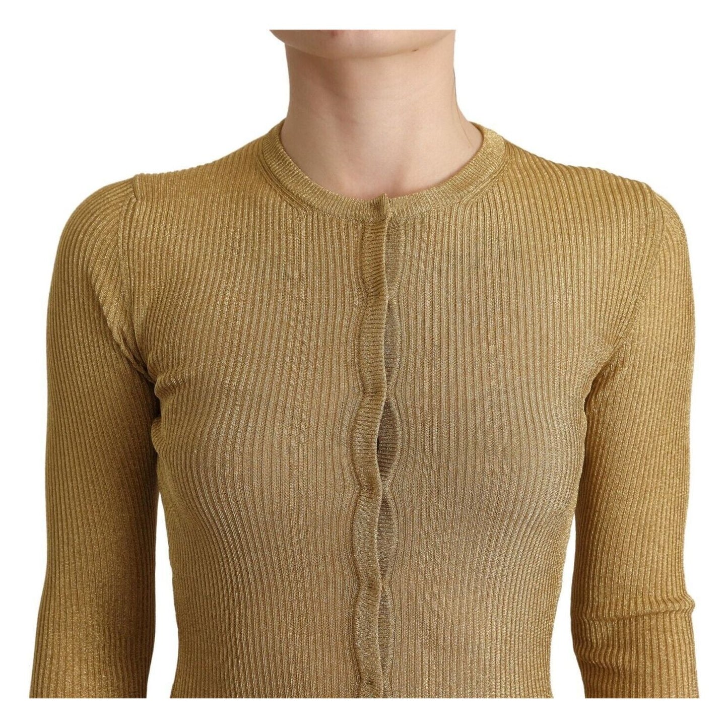Dolce & Gabbana Glamorous Gold Snap-Button Cardigan Dolce & Gabbana Sienna