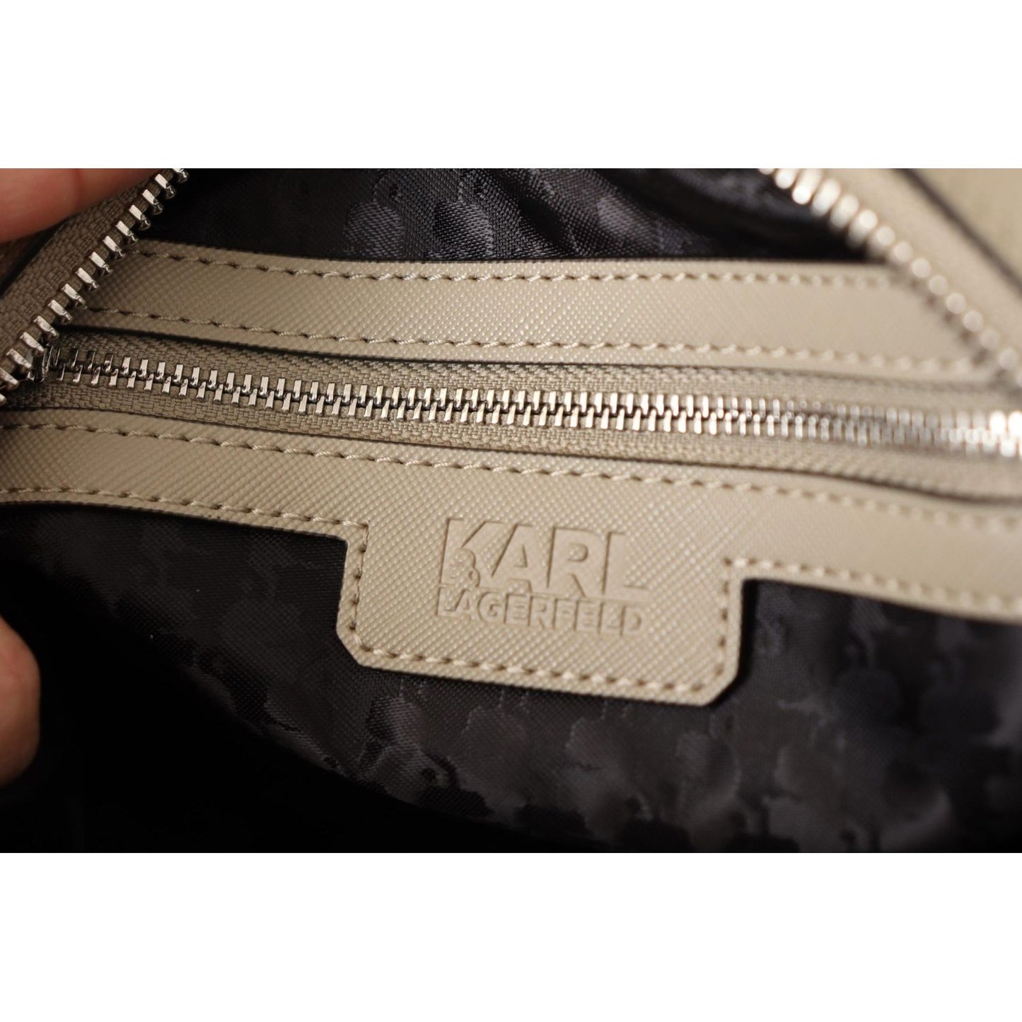 Karl Lagerfeld Elegant Green Shoulder Handbag Karl Lagerfeld Tan