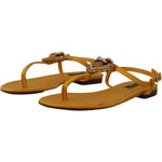 Dolce & Gabbana Mustard Leather Devotion Flats Sandals Shoes LA9729 - 35