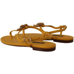Dolce & Gabbana Mustard Leather Devotion Flats Sandals Shoes LA9729 - 35