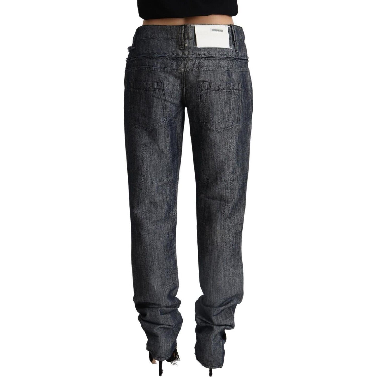 Acht Dark Gray Ramie Mid Wide Waist Straight Denim Jeans Acht