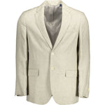 Gant Beige Linen Classic Jacket with Logo Detailing Gant Gray