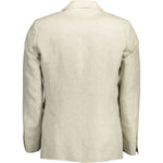 Gant Beige Linen Classic Jacket with Logo Detailing Gant Light Gray