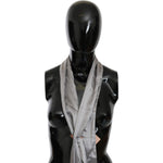 Ermanno Scervino Metallic Silver Silk Neck Wrap Shawl Scarf MS1588