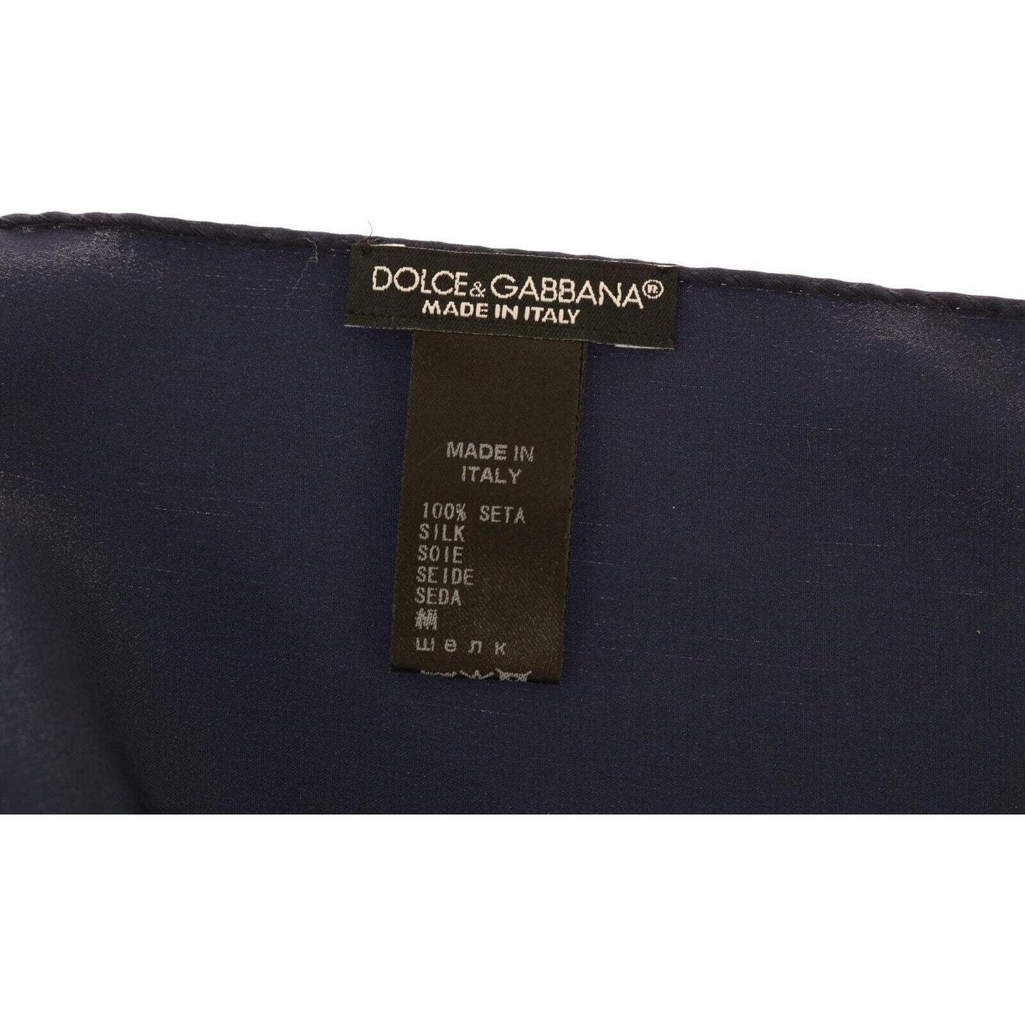 Dolce & Gabbana Elegant Silk Pocket Square in Lustrous Blue Dolce & Gabbana Dark Slate Gray