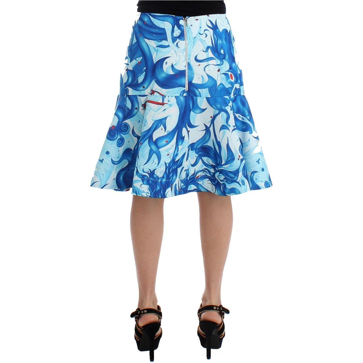 Koonhor Elegant Fresco-Print Knee-Length Skirt Koonhor Gray