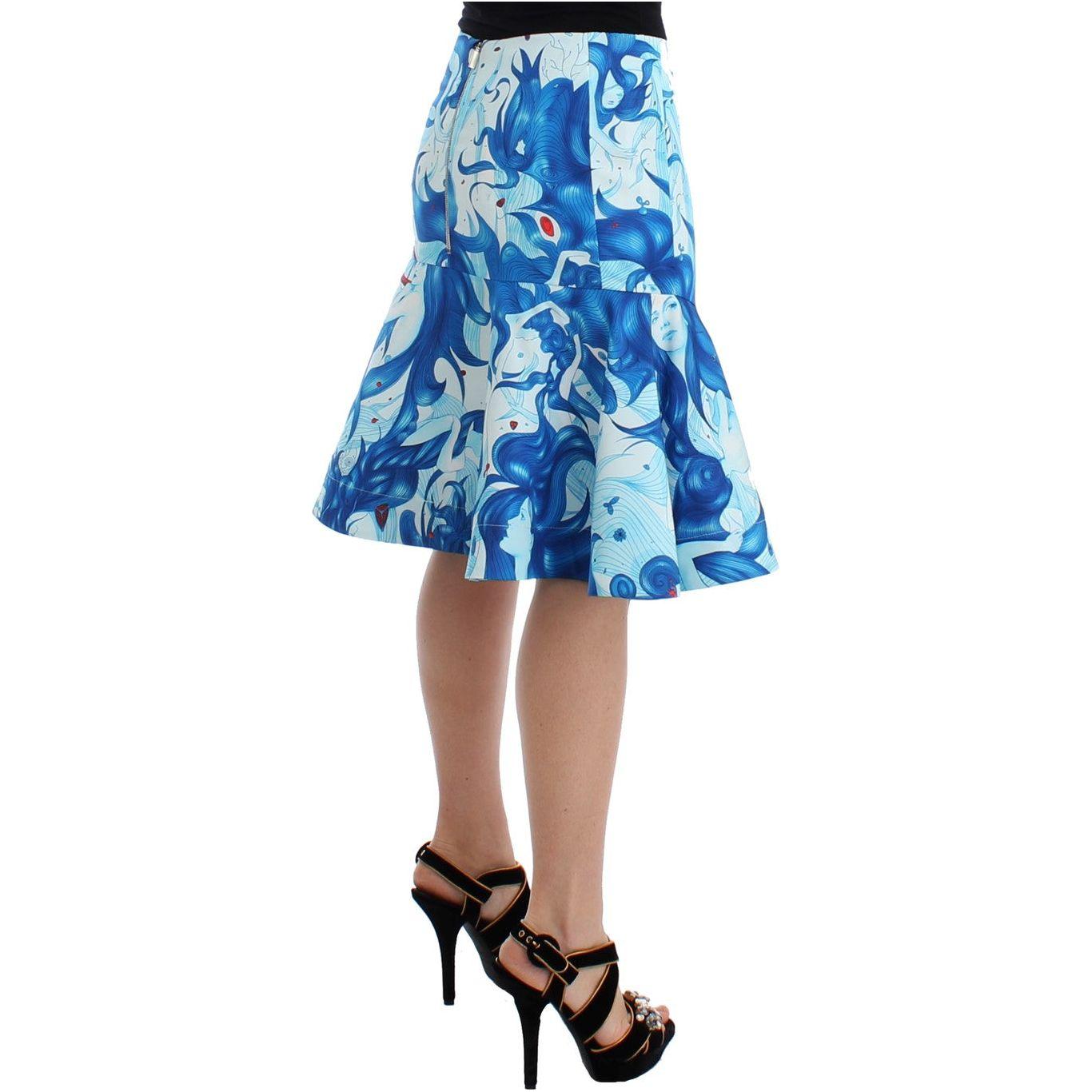 Koonhor Elegant Fresco-Print Knee-Length Skirt Koonhor Gray