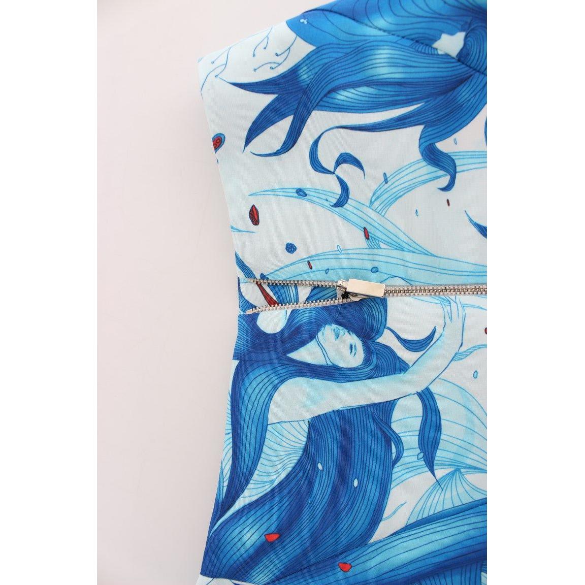Koonhor Elegant Fresco-Print Knee-Length Skirt Koonhor Steel Blue