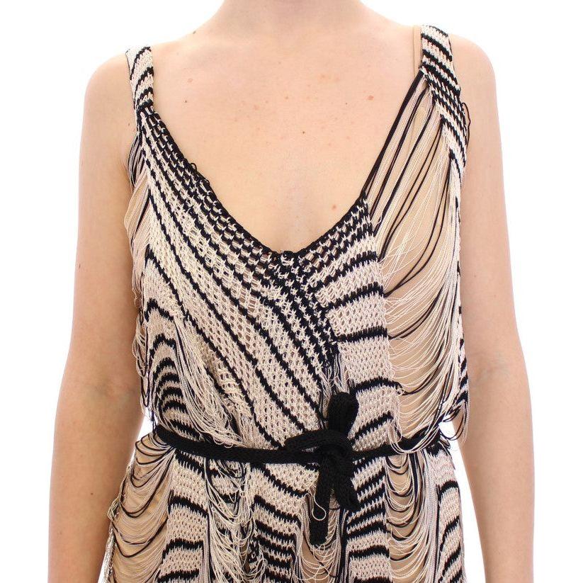 Alice Palmer Black and White Knitted Artisan Dress Dresses Alice Palmer Tan