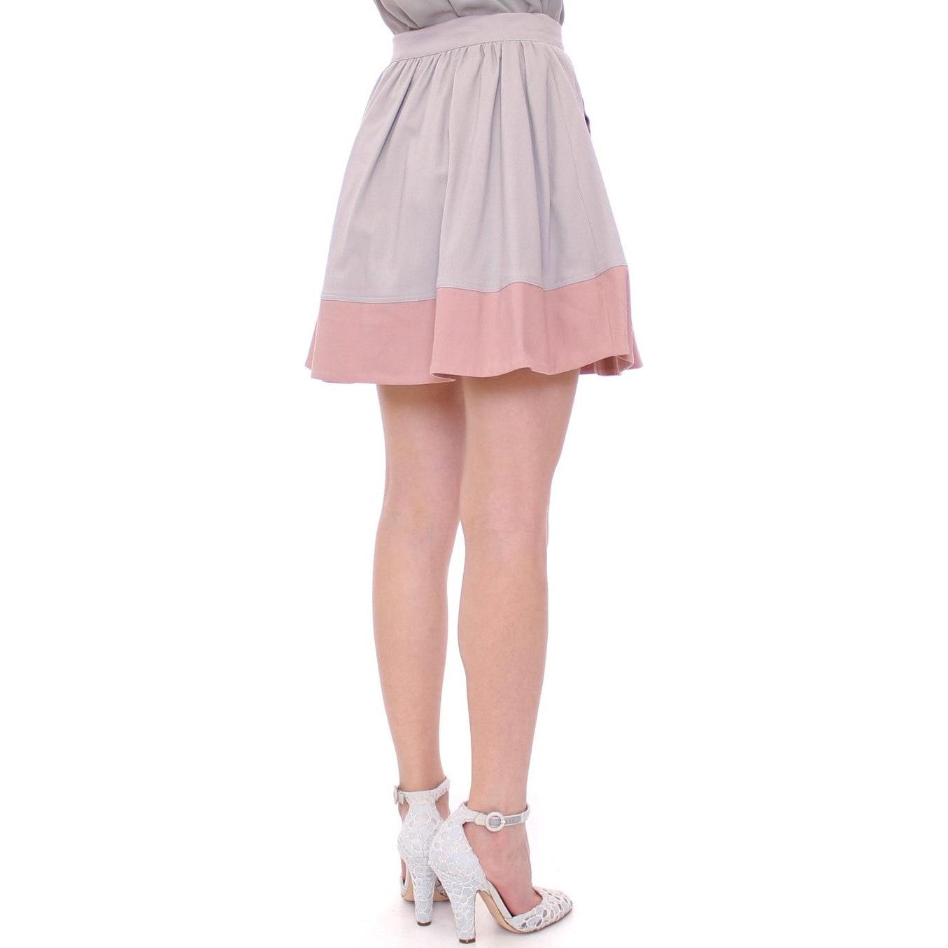 Comeforbreakfast Sleek Pleated Mini Skirt in Pink and Gray Comeforbreakfast Gray