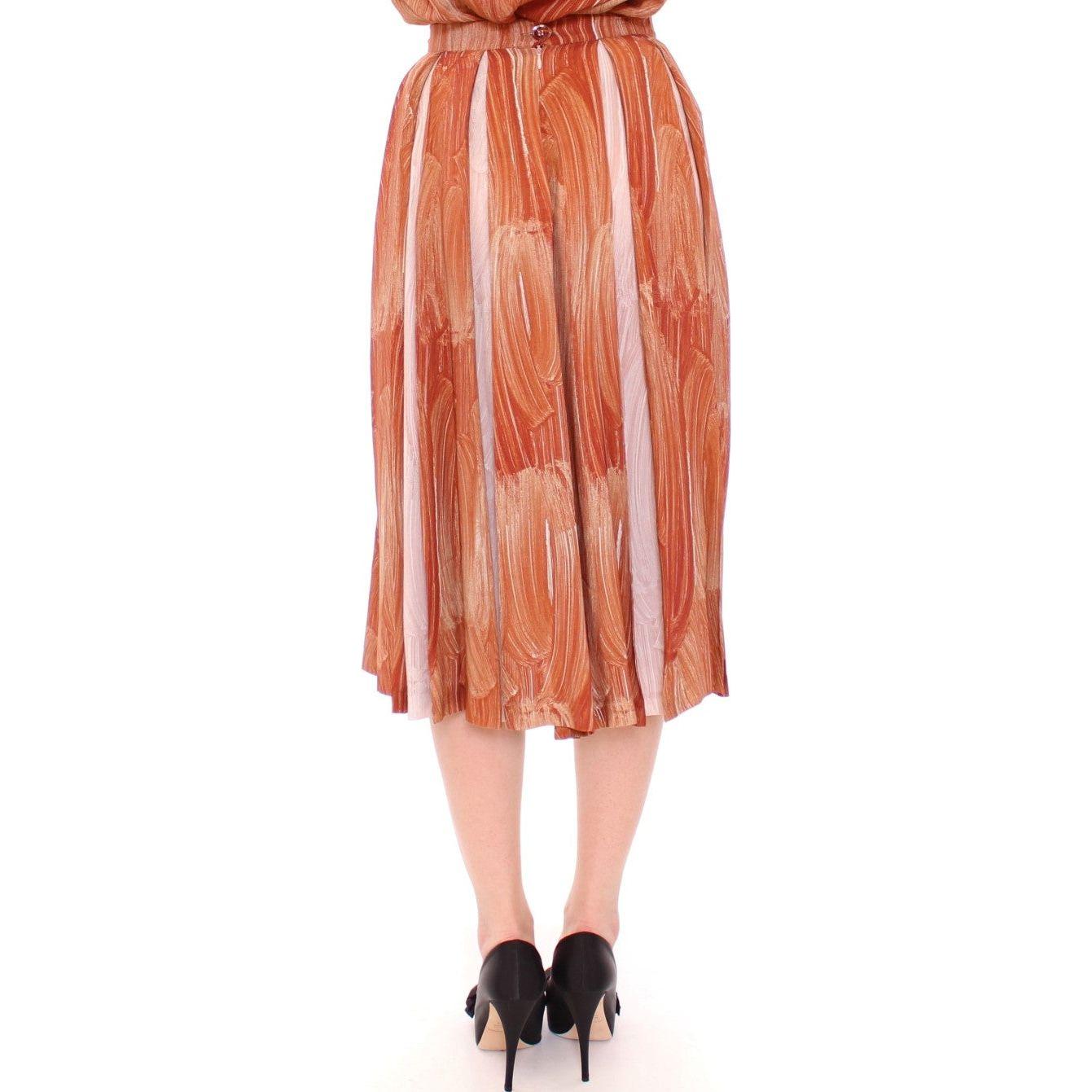 Licia Florio Orange Brown Below-Knee Chic Skirt Licia Florio Dark Salmon