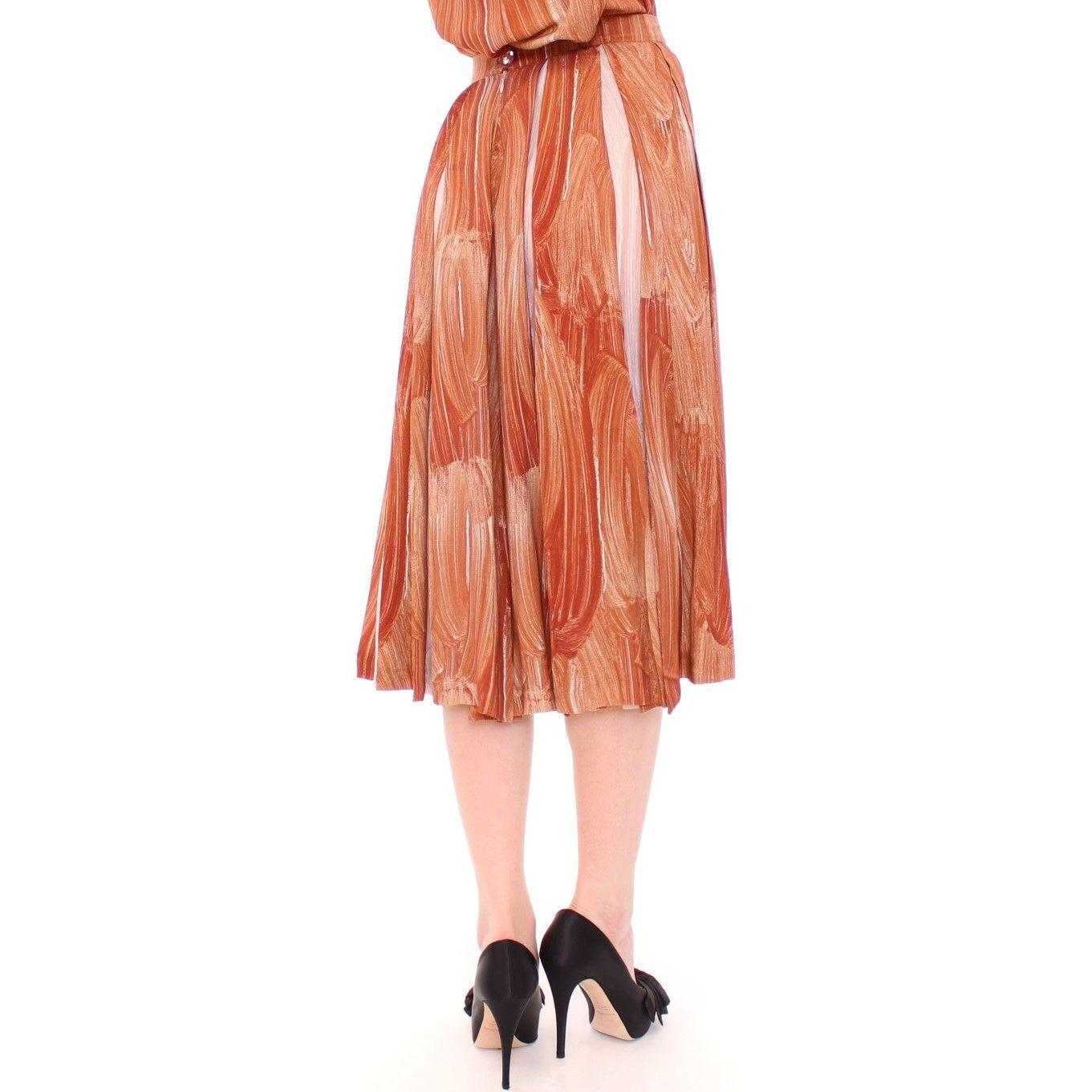 Licia Florio Orange Brown Below-Knee Chic Skirt Licia Florio Dark Salmon