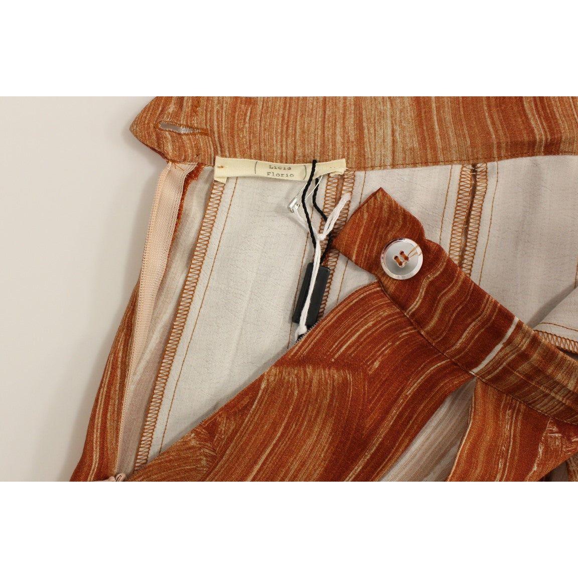 Licia Florio Orange Brown Below-Knee Chic Skirt Licia Florio Tan