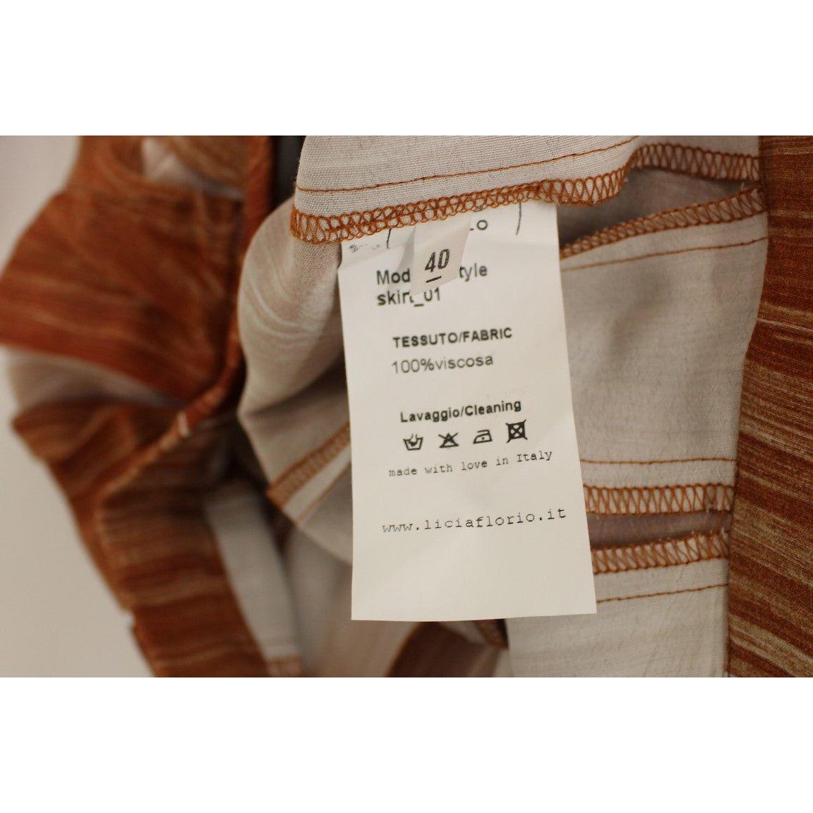Licia Florio Orange Brown Below-Knee Chic Skirt Licia Florio Rosy Brown