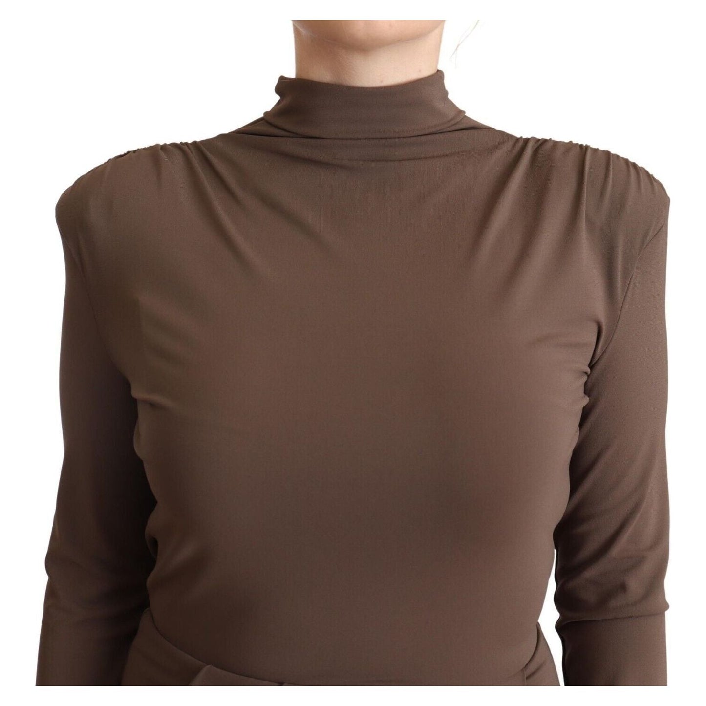 Patrizia Pepe Elegant Long Sleeve Mini Dress with Open Back Patrizia Pepe Dark Olive Green
