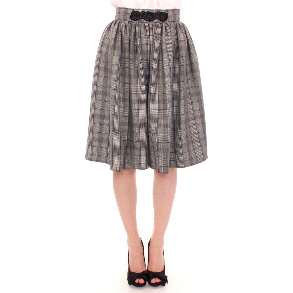 NOEMI ALEMÁN Elegant Gray Checkered Wool Shorts Skirt NOEMI ALEMÁN Dim Gray