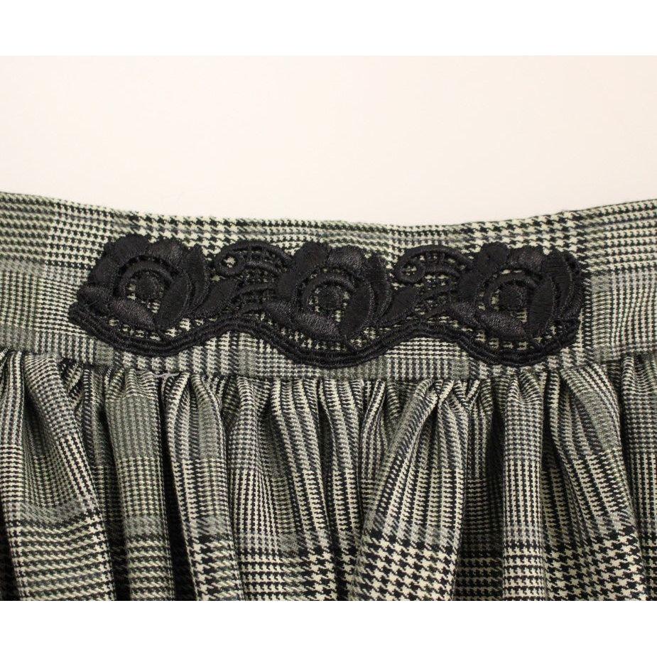 NOEMI ALEMÁN Elegant Gray Checkered Wool Shorts Skirt NOEMI ALEMÁN Dark Slate Gray