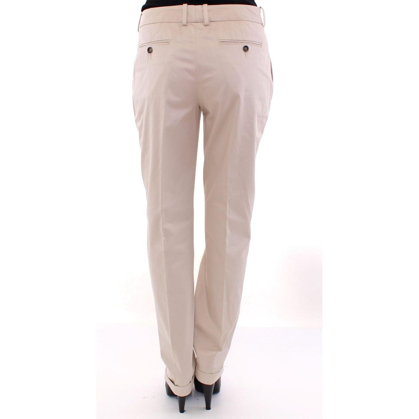 Dolce & Gabbana Elegant Beige Regular Fit Cotton Pants Jeans & Pants Dolce & Gabbana Light Gray
