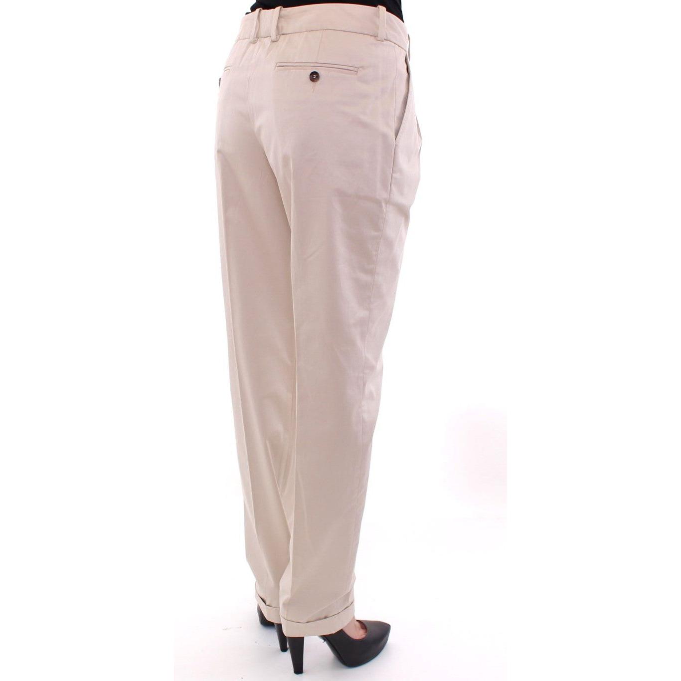 Dolce & Gabbana Elegant Beige Regular Fit Cotton Pants Jeans & Pants Dolce & Gabbana Gray