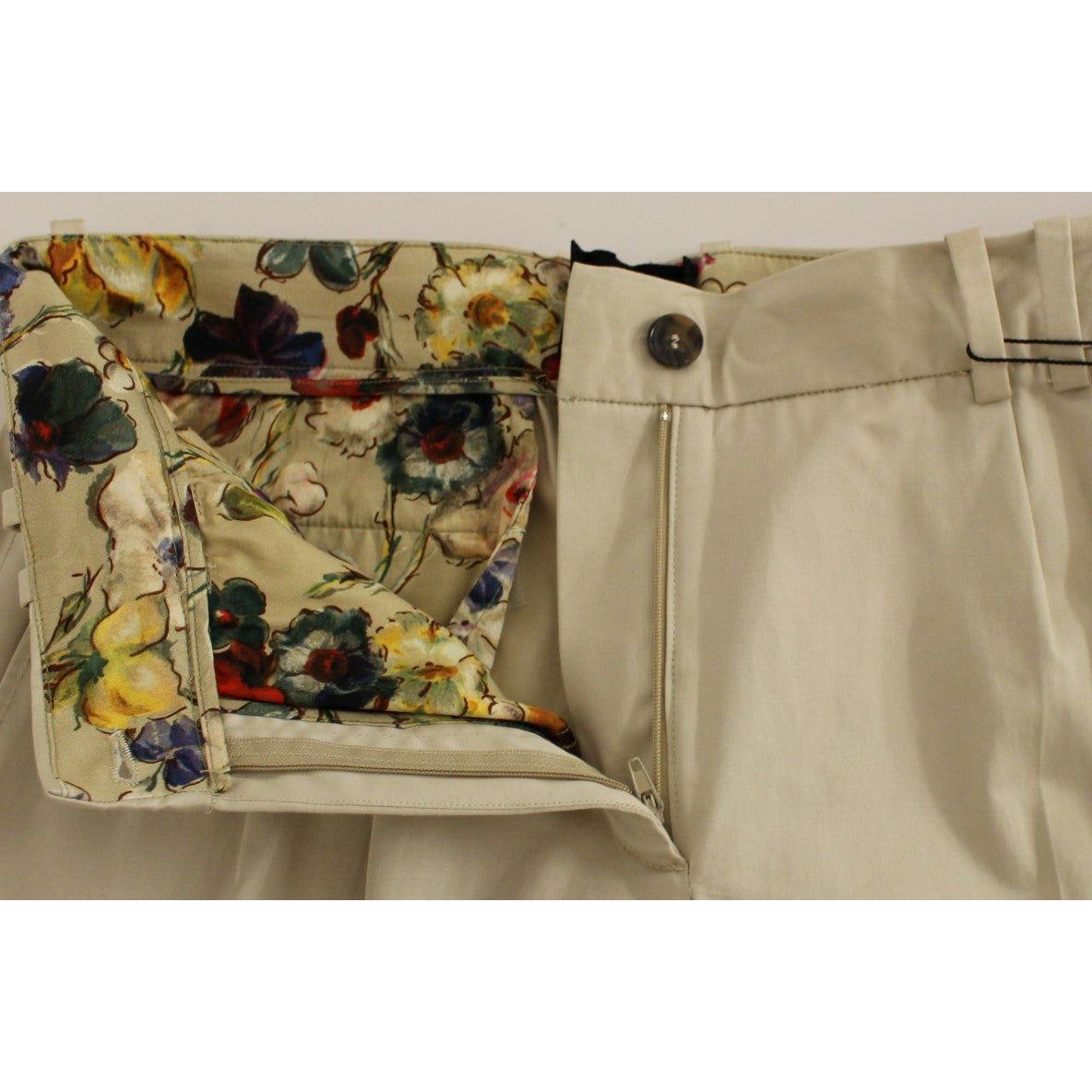 Dolce & Gabbana Elegant Beige Regular Fit Cotton Pants Jeans & Pants Dolce & Gabbana Rosy Brown