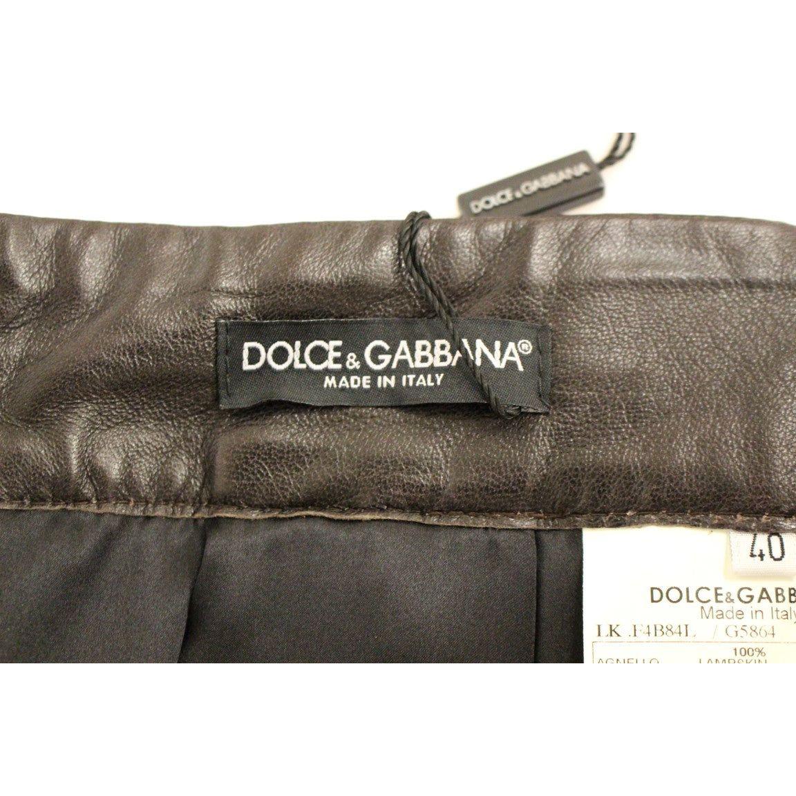 Dolce & Gabbana Elegant Leather Patchwork Skirt Dolce & Gabbana Dim Gray