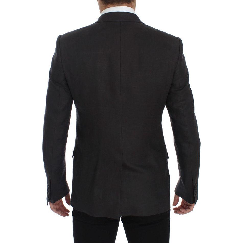 Dolce & Gabbana Elegant Gray Linen Slim Fit Blazer and Vest Dolce & Gabbana Black