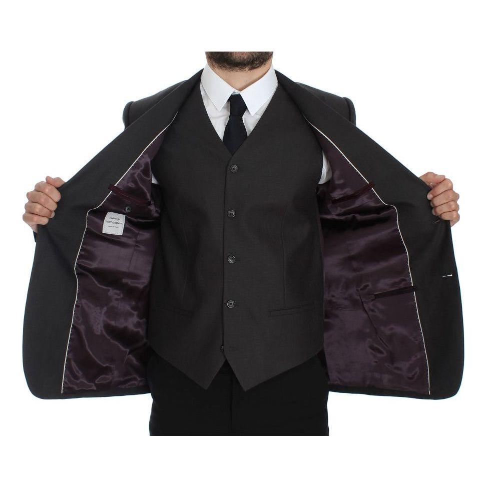 Dolce & Gabbana Elegant Gray Linen Slim Fit Blazer and Vest Dolce & Gabbana Black