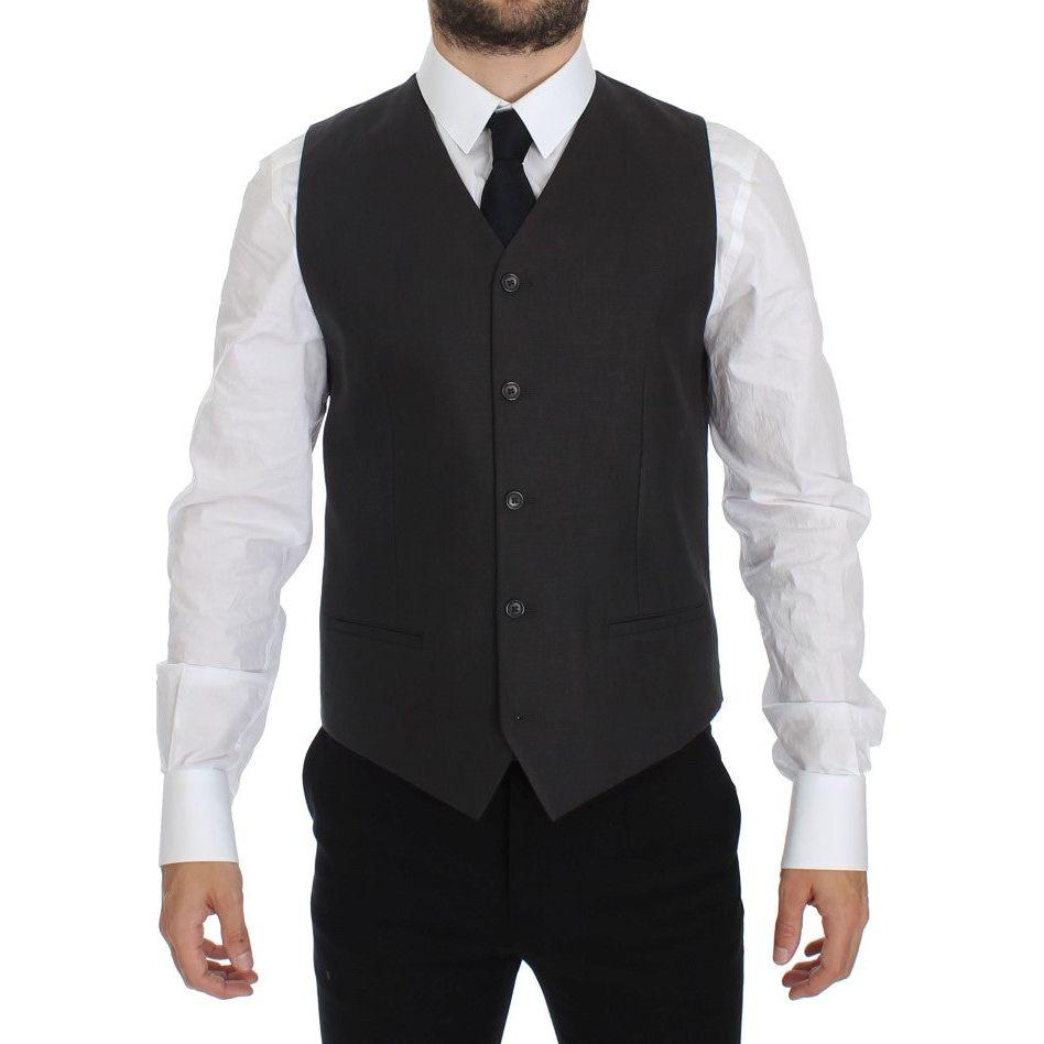 Dolce & Gabbana Elegant Gray Linen Slim Fit Blazer and Vest Dolce & Gabbana Dark Slate Gray
