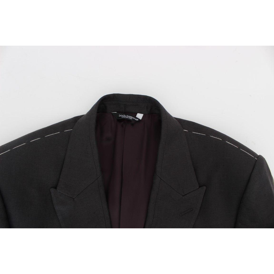Dolce & Gabbana Elegant Gray Linen Slim Fit Blazer and Vest Dolce & Gabbana Black